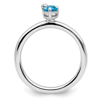 Sterling Silver Rhodium-plated Pear Swiss Blue Topaz & White Topaz Ring — alternate view