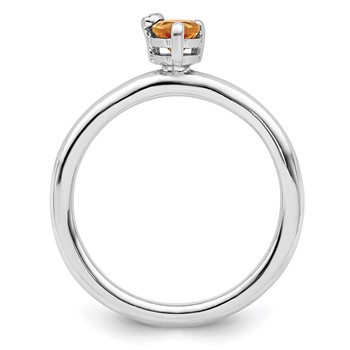 Sterling Silver Rhodium-plated Polished Pear Citrine & White Topaz Ring — alternate view