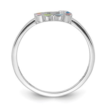 Sterling Silver RH-plated Multi-color Enameled Smiling Sun Children's Ring — alternate view