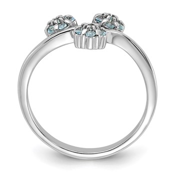 Sterling Silver Rhodium-plated Light Swiss Blue Topaz Flowers Ring — alternate view