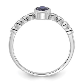 SS Rh-plated  .01Created White Sapphire .56Created Blue Spinel Ring — alternate view