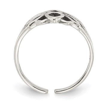 Sterling Silver Antiqued Lotus Flower Toe Ring — alternate view