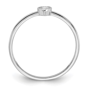 Sterling Silver Rhodium-plated CZ Heart Ring — alternate view