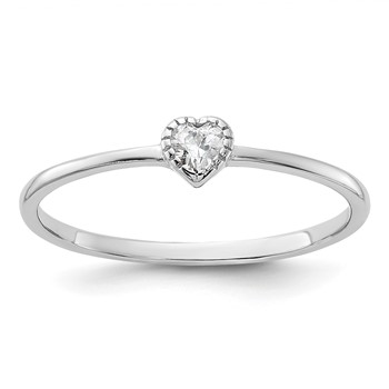 Sterling Silver Rhodium-plated CZ Heart Ring