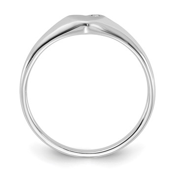 Sterling Silver Rhodium-plated CZ Heart Signet Ring — alternate view