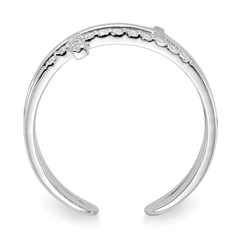Sterling Silver E-coated CZ Cross Open Back Ring — alternate view