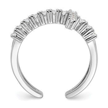 True Fire Sterling Silver Rhodium-plated Double Cross CZ Open Back Ring — alternate view