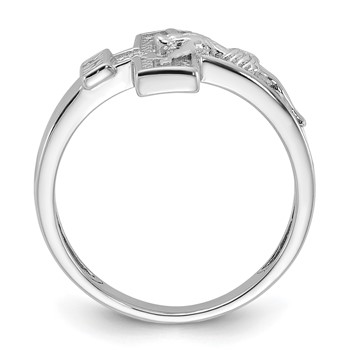 Sterling Silver Rhodium-plated INRI Crucifix Ring — alternate view