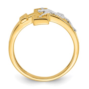 Sterling Silver Rhodium-plated Gold-tone INRI Crucifix Ring — alternate view