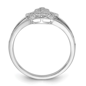 Sterling Silver Rhodium-plated CZ Heart Hamsa Ring — alternate view