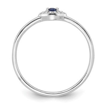 Sterling Silver Rhodium-plated Blue and Clear CZ Evil Eye Ring — alternate view