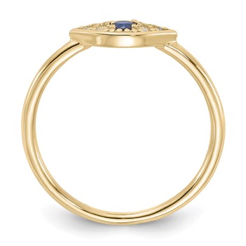 Sterling Silver Gold-tone Synthetic Blue Spinel CZ Evil Eye Ring — alternate view