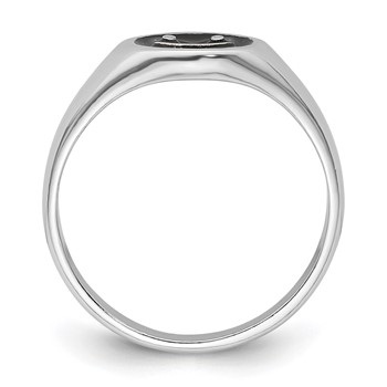 Sterling Silver Rhodium-plated Black Enamel Smiley Face Ring — alternate view