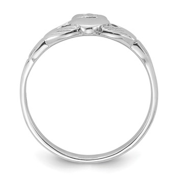 Sterling Silver Rhodium-plated Claddagh Ring — alternate view