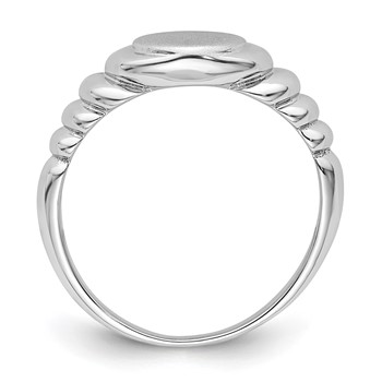 Sterling Silver Rhodium-plated Satin and Polished Signet Ring — alternate view