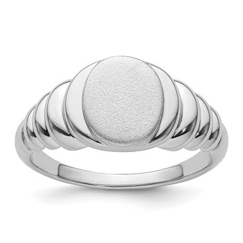 Sterling Silver Rhodium-plated Satin and Polished Signet Ring