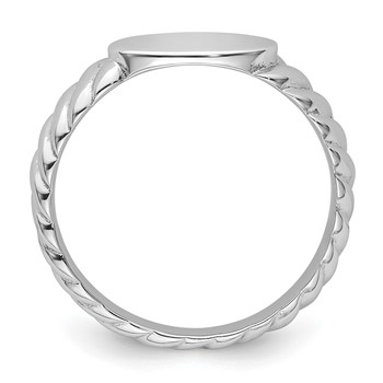 Sterling Silver Rhodium-plated Polished Twist Signet Ring — alternate view