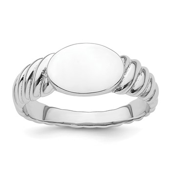 Sterling Silver Rhodium-plated Polished Twist Signet Ring