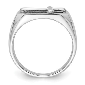 Sterling Silver Rhodium-plated Polished Cross Ring — alternate view