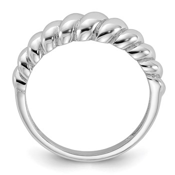 Sterling Silver Rhodium-plated Scalloped Ring — alternate view