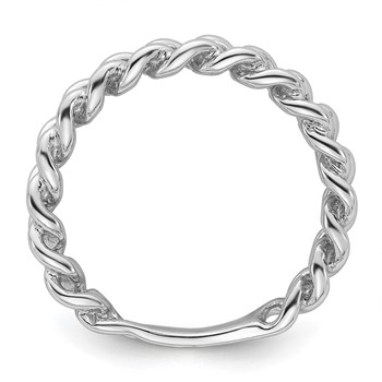 Sterling Silver Rhodium-plated Polished Chain Link Ring — alternate view