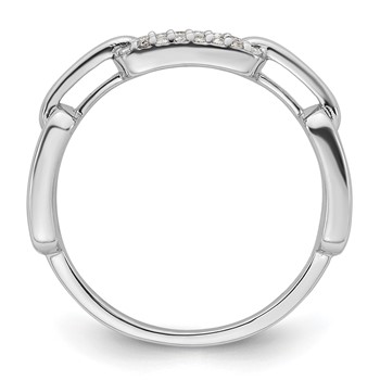 Sterling Silver Rhodium-plated CZ Link Ring — alternate view