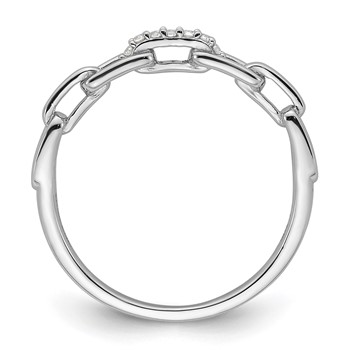 Sterling Silver Rhodium-plated CZ Link Ring — alternate view