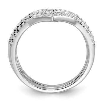 Sterling Silver Rhodium-plated CZ V-Shaped 3 Band Set — alternate view