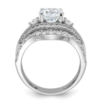 Sterling Silver Rhodium-plated CZ Engagement Ring and Band Set — alternate view