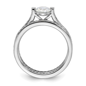 Sterling Silver Rhodium-plated CZ Eternity Engagement Ring and Band Set — alternate view