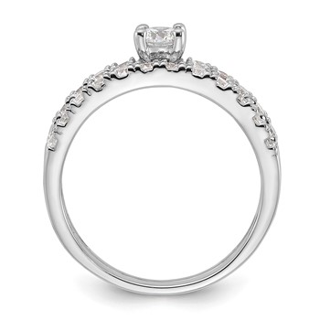 Sterling Silver Rhodium-plated CZ Ring and Band Set — alternate view