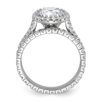 Sterling Silver RH-plated CZ Halo Engagement Ring and Eternity Band Set — alternate view