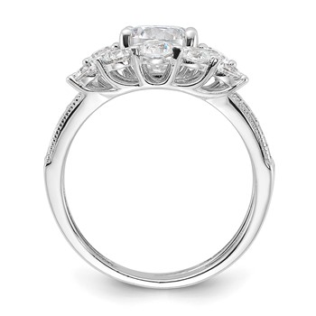 Sterling Silver Rhodium-plated CZ Engagement Ring and Band Set — alternate view