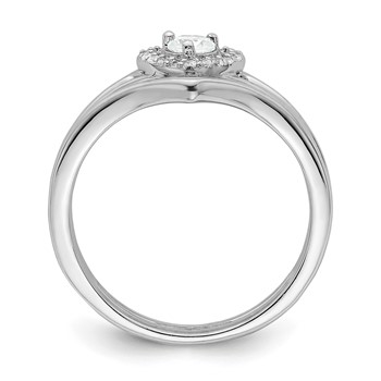 Sterling Silver Rhodium-plated CZ Heart and Bands Three Ring Set — alternate view