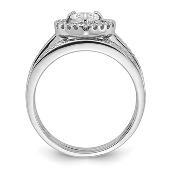 Sterling Silver Rhodium-plated CZ Heart and Band 2 Ring Set — alternate view