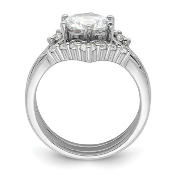 Sterling Silver Rhodium-plated CZ Three Ring Set — alternate view