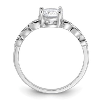 Sterling Silver Rhodium-plated Fancy CZ Engagement Ring — alternate view