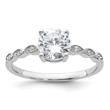 Image of Sterling Silver Rhodium-plated Fancy CZ Engagement Ring