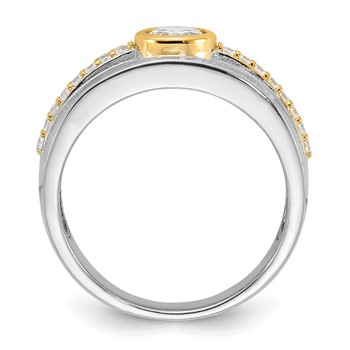 Sterling Silver Rhodium/Gold-tone CZ Ring — alternate view