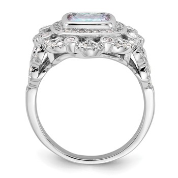 Sterling Silver Rhodium-plated Clear and Iridescent CZ Ring — alternate view
