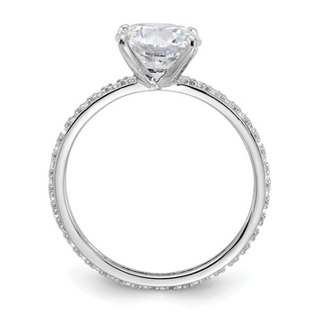 Sterling Silver Rhodium-plated 8mm CZ Solitaire Eternity Engagement Ring — alternate view
