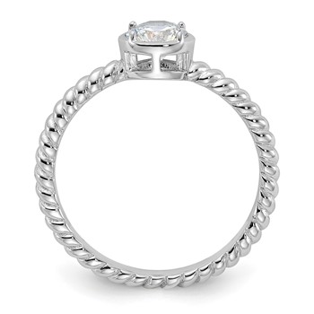 Sterling Silver Rhodium-plated CZ Twisted Ring — alternate view