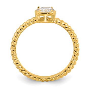 Sterling Silver Gold-tone CZ Twisted Ring — alternate view