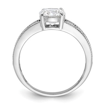 Sterling Silver Rh-plated 7mm Round Channel Set CZ Engagement Ring — alternate view