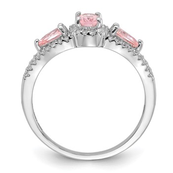 Sterling Silver Rhodium-plated Nano Crystal and CZ Ring — alternate view