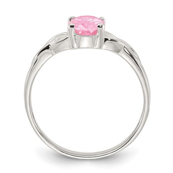 Sterling Silver Polished Pink CZ Ring — alternate view