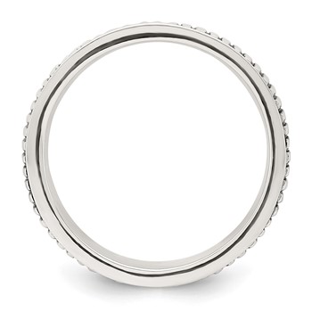 Sterling Silver Polished Oxidized Patterned Men's Ring — alternate view