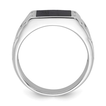Sterling Silver Rhodium-plated Polished Black Onyx Men's Ring — alternate view