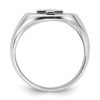 Sterling Silver Rhodium-plated Polished Cross Men's Ring — alternate view