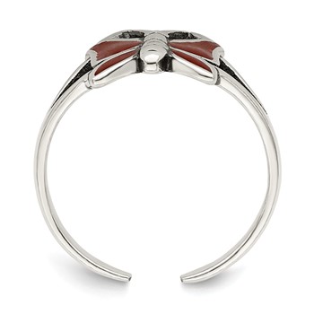 Sterling Silver Antiqued Red Enameled Butterfly Toe Ring — alternate view